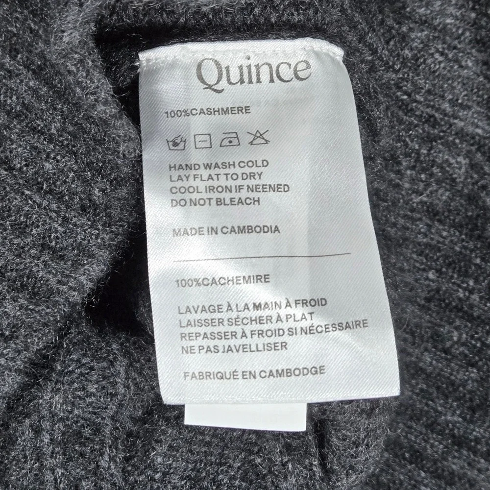 Quince Mongolian Cashmere Shrunken Cable Crewneck Sweater Charcoal Grey Small